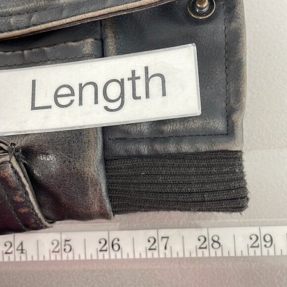 Levi's Faux Leather Distressed Aviator Jacket Pockets Vent Brown Size X Large XL - Picture 13 of 16